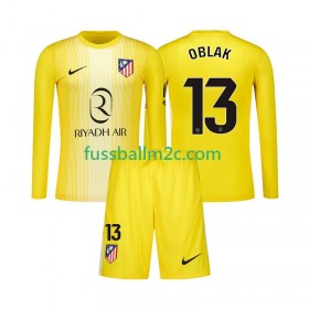 Fußballtrikots Atlético Madrid Jan Oblak 13 Torwart Kinder Heim Trikotsatz 2025-2026 Langarm